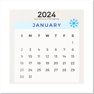 New year 2024 Calendar - January Posters and Art